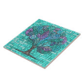 Tree Mosaic Art -Turquoise and Purple Fliese (Seite)