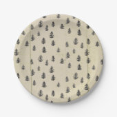 Tree Mountain Illustration Pattern Rustic Pappteller (Vorderseite)