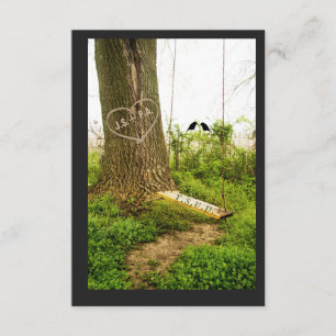Tree n Swing w Birds Country Wedding RSVP Cards Karte