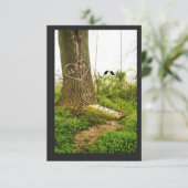 Tree n Swing w Birds Country Wedding RSVP Cards Karte (Stehend Vorderseite)