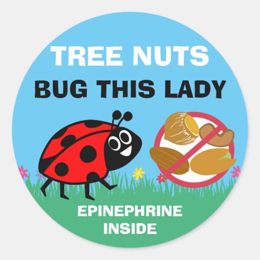 Tree Nut Allergy Alert Epinephrine Ladybug Runder Aufkleber (Vorderseite)