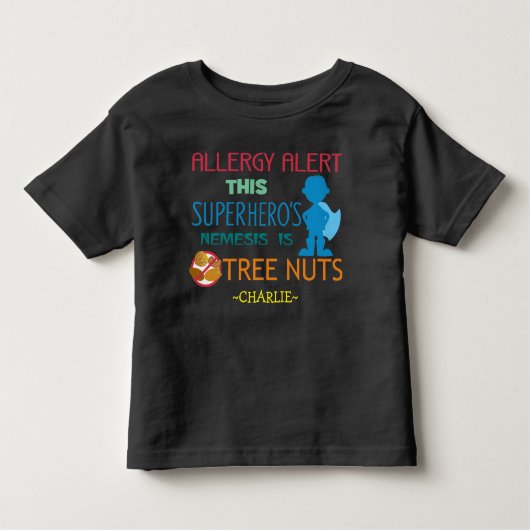 Tree Nut Allergy Alert Superhero Boys Shirt (Vorderseite)