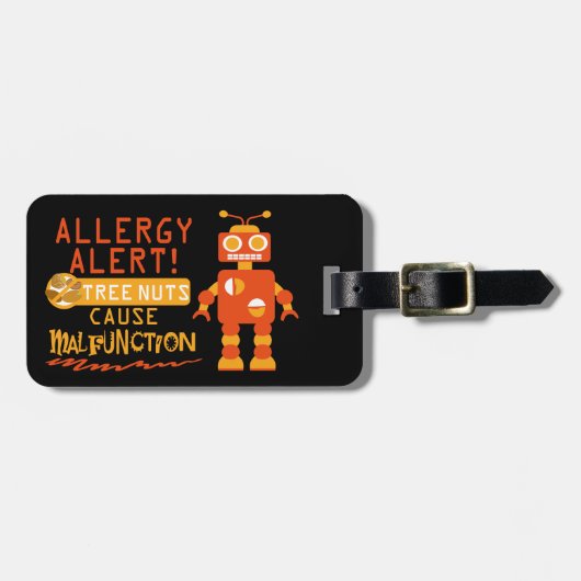Tree Nut Food Allergy Alert Robot Boys Gepäckanhänger (Vorderseite horizontal)