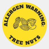 Tree Nuts Allergen Warning Sticker - Yellow Safety (Vorderseite)