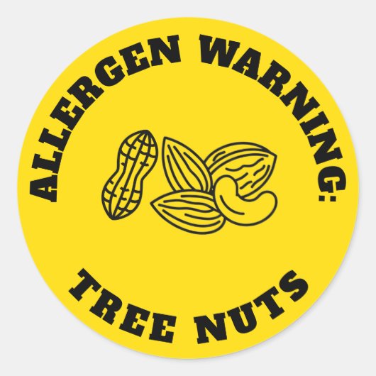 Tree Nuts Allergen Warning Sticker - Yellow Safety (Vorderseite)