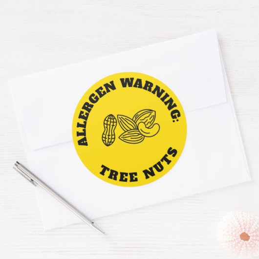Tree Nuts Allergen Warning Sticker - Yellow Safety (Umschlag)