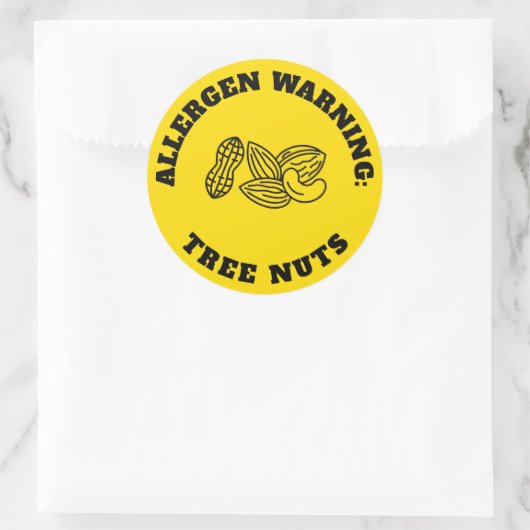 Tree Nuts Allergen Warning Sticker - Yellow Safety (Tasche)