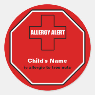 Tree Nuts Allergy Medical Alert Custom ml Aufklebe Runder Aufkleber