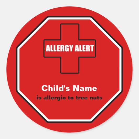 Tree Nuts Allergy Medical Alert Custom Std Sticker (Vorderseite)