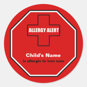Tree Nuts Allergy Medical Alert Custom Std Sticker