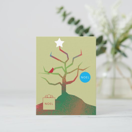 Tree of Art Christmas Card Postkarte (Stehend Vorderseite)