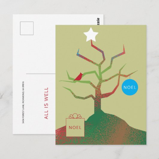 Tree of Art Christmas Card Postkarte (Vorne/Hinten)