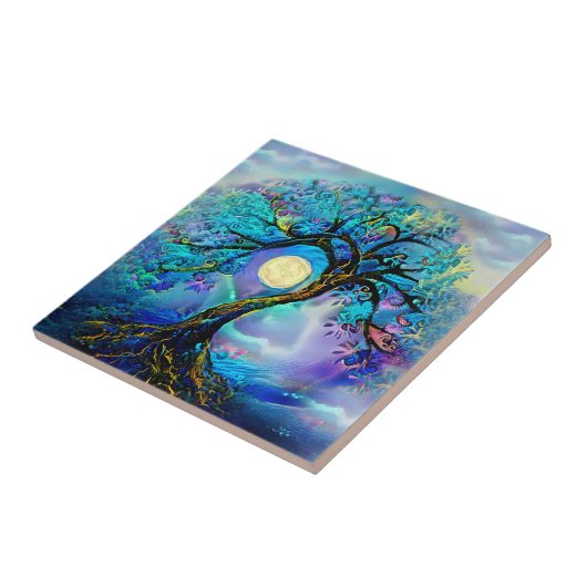 Tree of Blue Hues Keramik Tile Fliese (Seite)