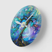 Tree of Blue Hues Runde Wanduhr (Winkel)