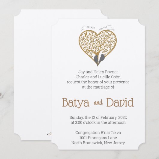 Tree of Hearts Wedding Einladungen (Vorne/Hinten)