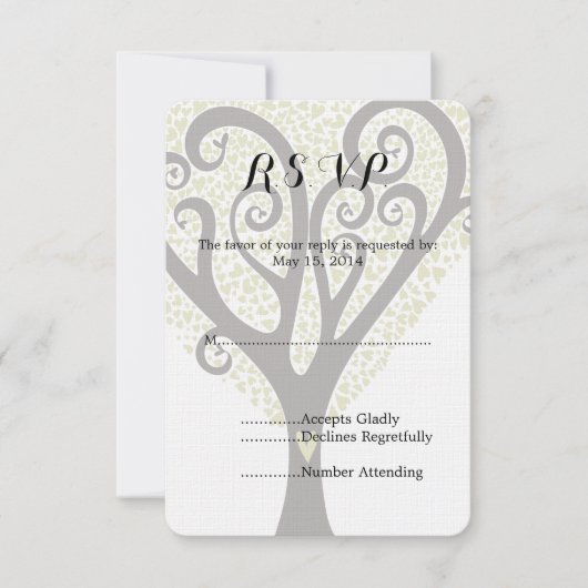 Tree of Hearts Wedding RSVP Karte (Vorderseite)