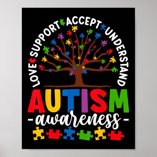 Tree Of Life Autism Awareness Love Accept Support  Poster (Vorne)