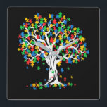 Tree Of Life Autism Awareness Month Quadratische Wanduhr<br><div class="desc">Tree Of Life Autism Awareness Month</div>