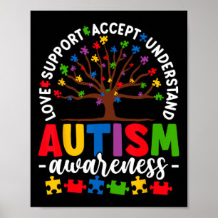 Tree of Life Autismus Awareness Liebe Akzeptieren  Poster