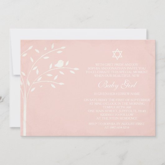 Tree of Life Baby Girl Naming Day Einladung (Vorderseite)