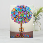 Tree of Life Bar Bat Mitzvah Einladungen (Stehend Vorderseite)