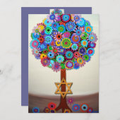 Tree of Life Bar Bat Mitzvah Einladungen (Vorne/Hinten)