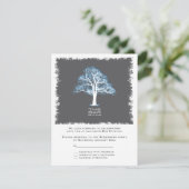 Tree of Life Bar Mitzvah Reply Card, blau und grau RSVP Karte (Stehend Vorderseite)