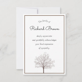 Tree of Life Beileid Acknowlegement Cards Mitteilungskarte