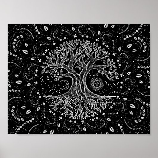 Tree of Life - black and white Poster (Vorne)