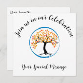 Tree of Life Blue Circle End of treatment Party Einladung (Vorne/Hinten)