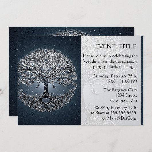 Tree of Life Blue Sky Friedlich Night Einladung (Vorne/Hinten)