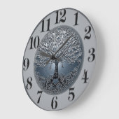 Tree of Life Blue Sky Friedlich Night Große Wanduhr (Winkel)