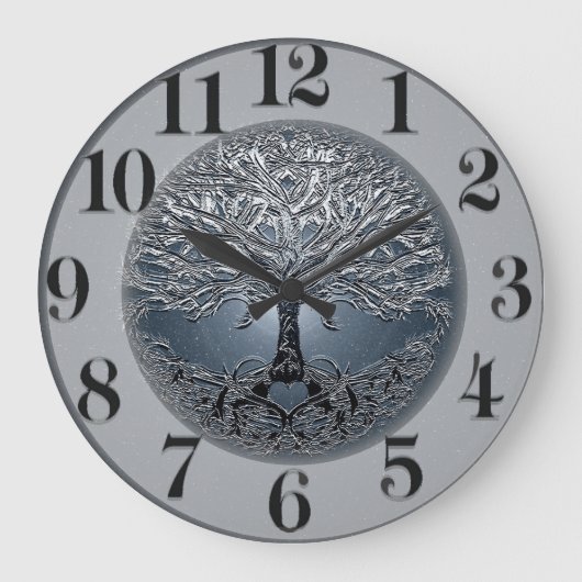 Tree of Life Blue Sky Friedlich Night Große Wanduhr (Vorderseite)