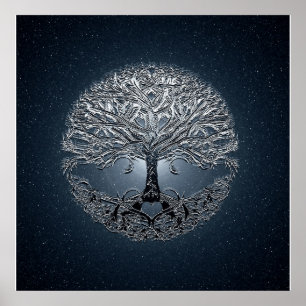 Tree of Life Blue Sky Friedlich Night Poster