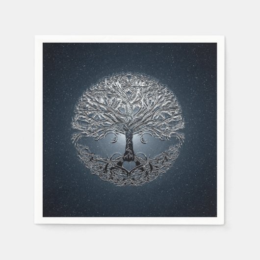 Tree of Life Blue Sky Friedlich Night Serviette (Vorderseite)