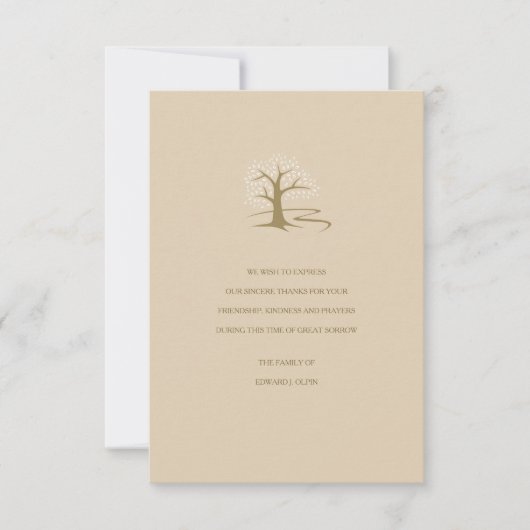 Tree of Life Buff Beileid Vielen Dank Karte (Vorderseite)