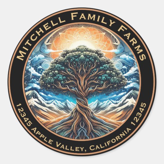 Tree of Life Business Logo Classic Round-Aufkleber Runder Aufkleber (Vorderseite)
