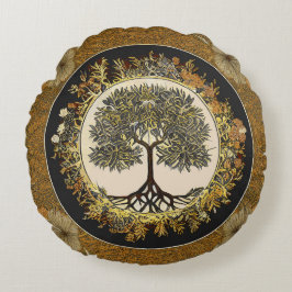 Tree of Life by kedoki Floral Gold Stickerei Thro Rundes Kissen