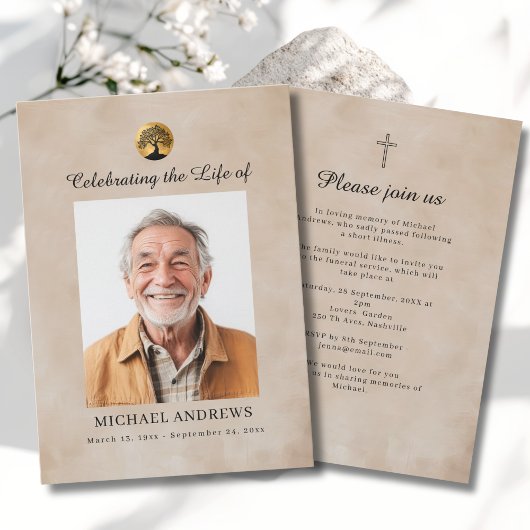 Tree of Life - Celebration of Life Funeral Photo  Einladung