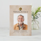 Tree of Life - Celebration of Life Funeral Photo  Einladung (Stehend Vorderseite)