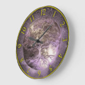 Tree of Life Clock Lila und Gold Große Wanduhr (Winkel)