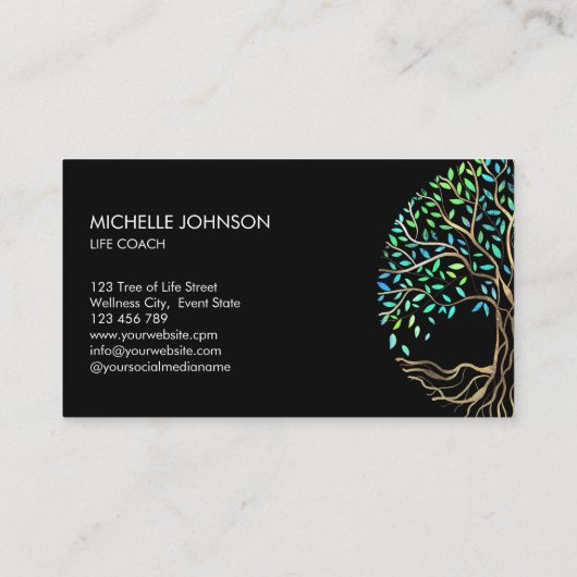 Tree of Life Coach Event Planner Yoga Lehrer Visitenkarte (Rückseite)