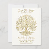 Tree of Life Cream & Gold Celtic Save the Date Einladung (Vorderseite)