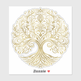 Tree of Life Cream & Gold Celtic Wedding Aufkleber