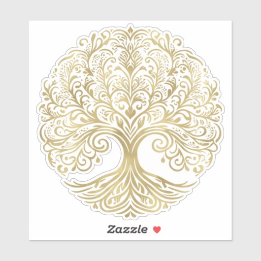 Tree of Life Cream & Gold Celtic Wedding Aufkleber (Blatt)