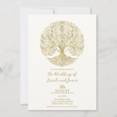 Tree of Life Cream & Gold Celtic Wedding Einladung (Vorderseite)