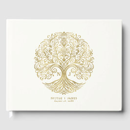 Tree of Life Cream & Gold Celtic Wedding Gästebuch