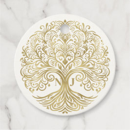 Tree of Life Cream & Gold Celtic Wedding Geschenkanhänger