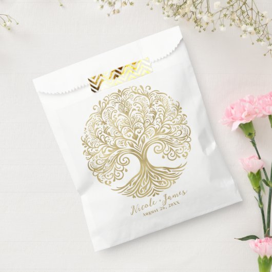 Tree of Life Cream & Gold Celtic Wedding Geschenktütchen (Versiegelt)