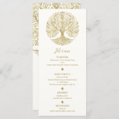 Tree of Life Cream & Gold Celtic Wedding Menu Menükarte (Vorne/Hinten)
